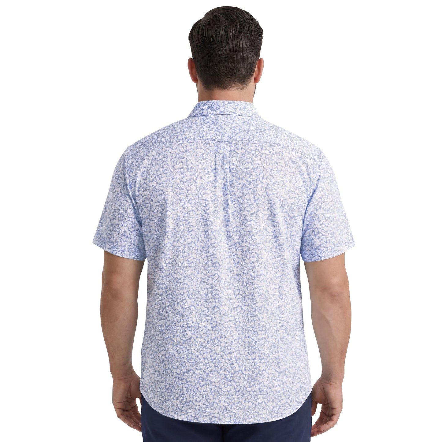 Izod BIG & TALL BREEZE S/S PRINTED BUTTON-DOWN SHIRT - CORNFLOWER BLUE
