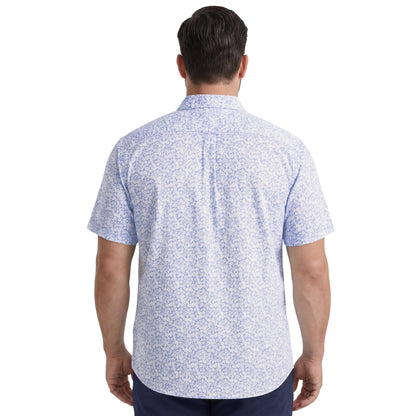 Izod BIG & TALL BREEZE S/S PRINTED BUTTON-DOWN SHIRT - CORNFLOWER BLUE