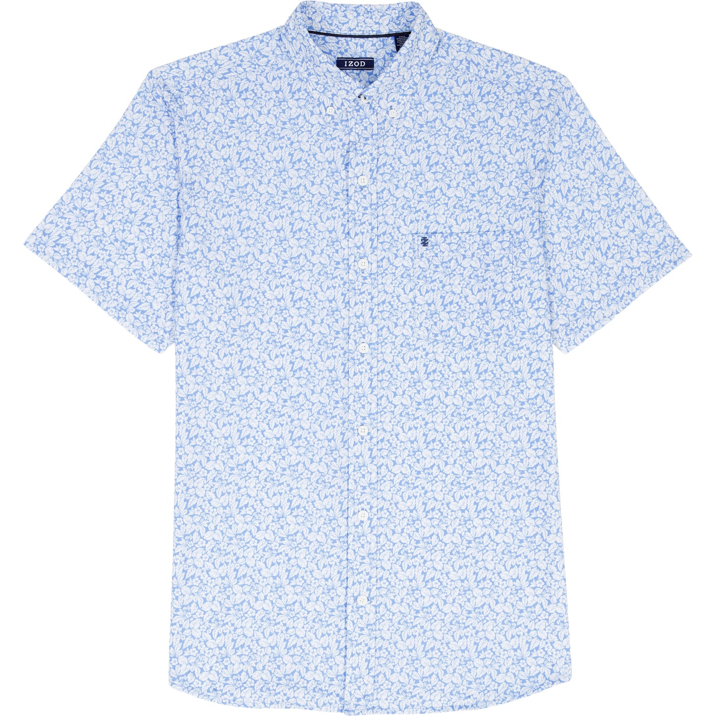 Izod BIG & TALL BREEZE S/S PRINTED BUTTON-DOWN SHIRT - CORNFLOWER BLUE