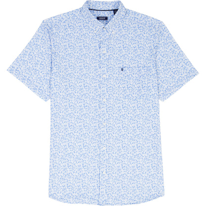 Izod BIG & TALL BREEZE S/S PRINTED BUTTON-DOWN SHIRT - CORNFLOWER BLUE