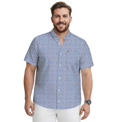 Izod BIG & TALL BREEZE S/S PRINTED BUTTON-DOWN SHIRT - REGATTA
