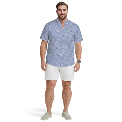 Izod BIG & TALL BREEZE S/S PRINTED BUTTON-DOWN SHIRT - REGATTA