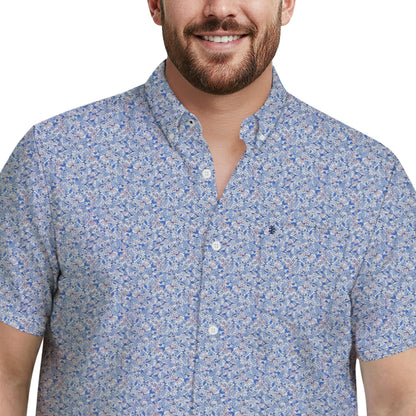 Izod BIG & TALL BREEZE S/S PRINTED BUTTON-DOWN SHIRT - REGATTA