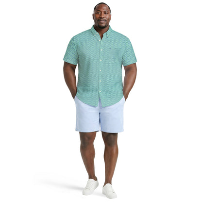 Izod BIG & TALL BREEZE S/S PRINTED BUTTON-DOWN SHIRT - CABBAGE