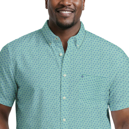 Izod BIG & TALL BREEZE S/S PRINTED BUTTON-DOWN SHIRT - CABBAGE