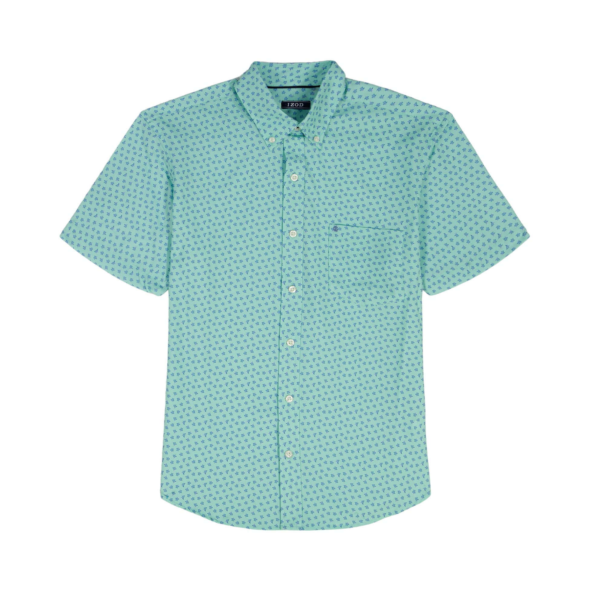 Izod BIG & TALL BREEZE S/S PRINTED BUTTON-DOWN SHIRT - CABBAGE