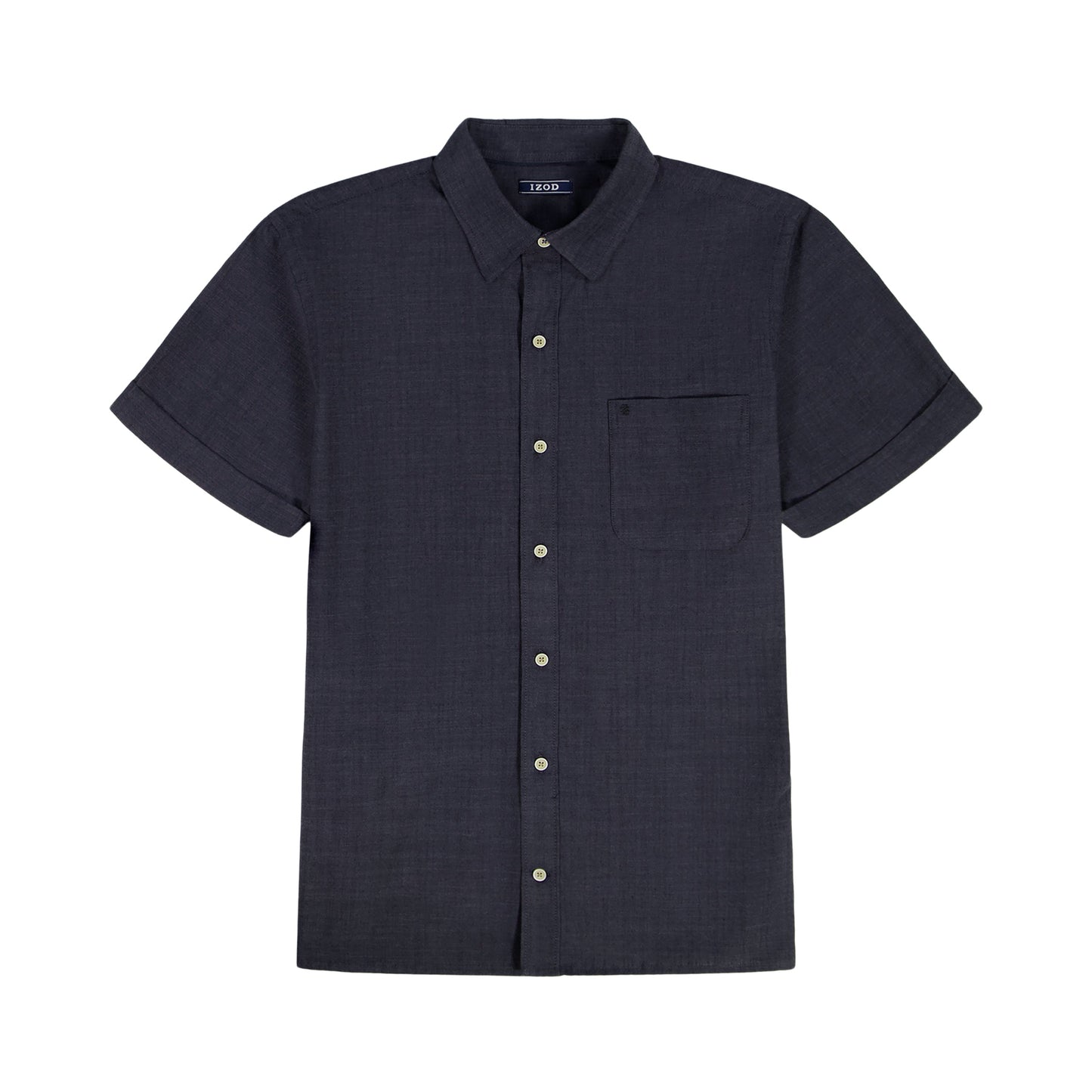 Izod BIG & TALL LUXURY S/S BUTTON-DOWN SHIRT - BLACK