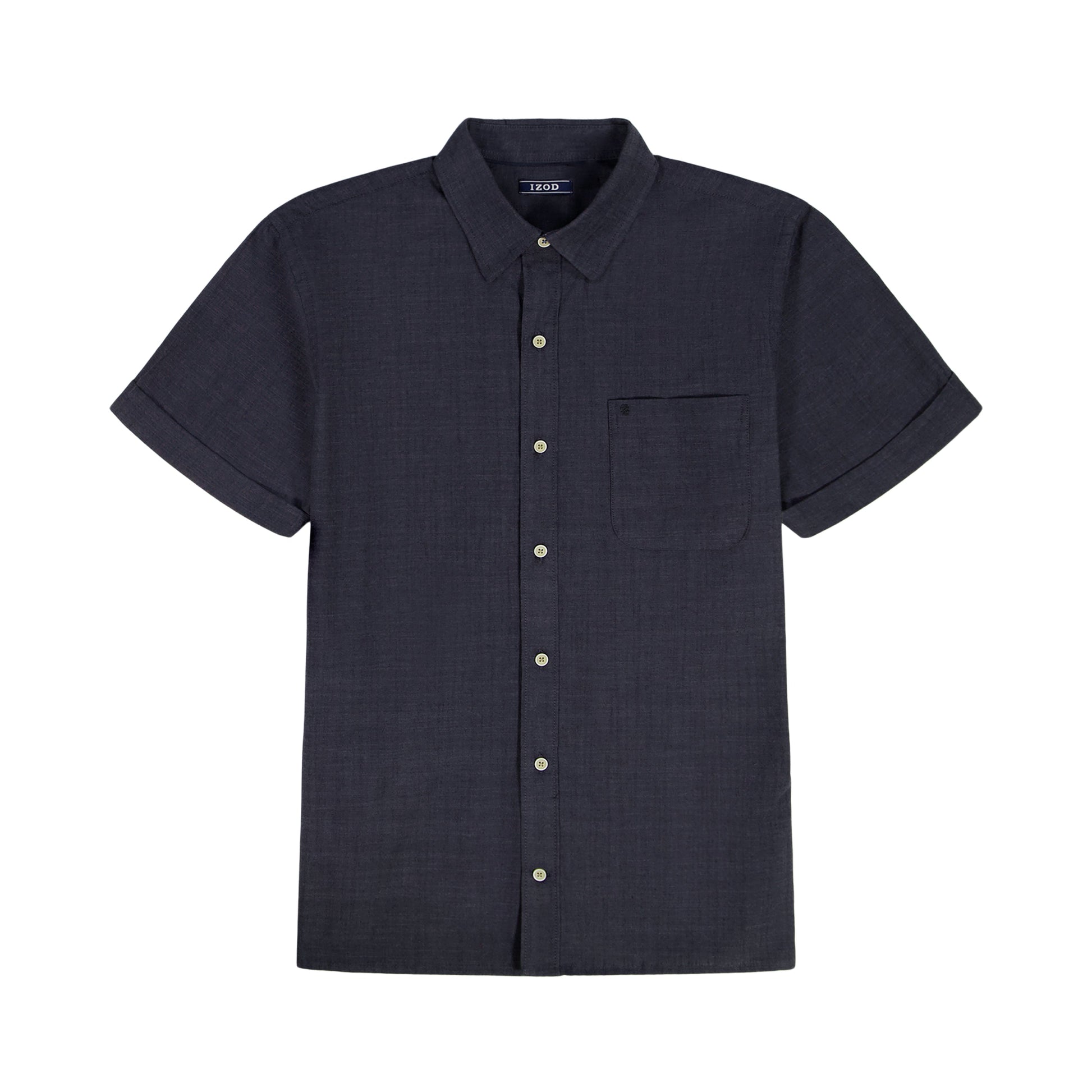 Izod BIG & TALL LUXURY S/S BUTTON-DOWN SHIRT - BLACK