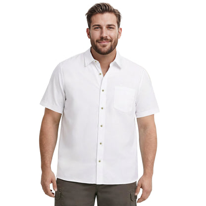 Izod BIG & TALL LUXURY S/S BUTTON-DOWN SHIRT - BRIGHT WHITE