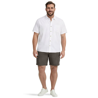Izod BIG & TALL LUXURY S/S BUTTON-DOWN SHIRT - BRIGHT WHITE