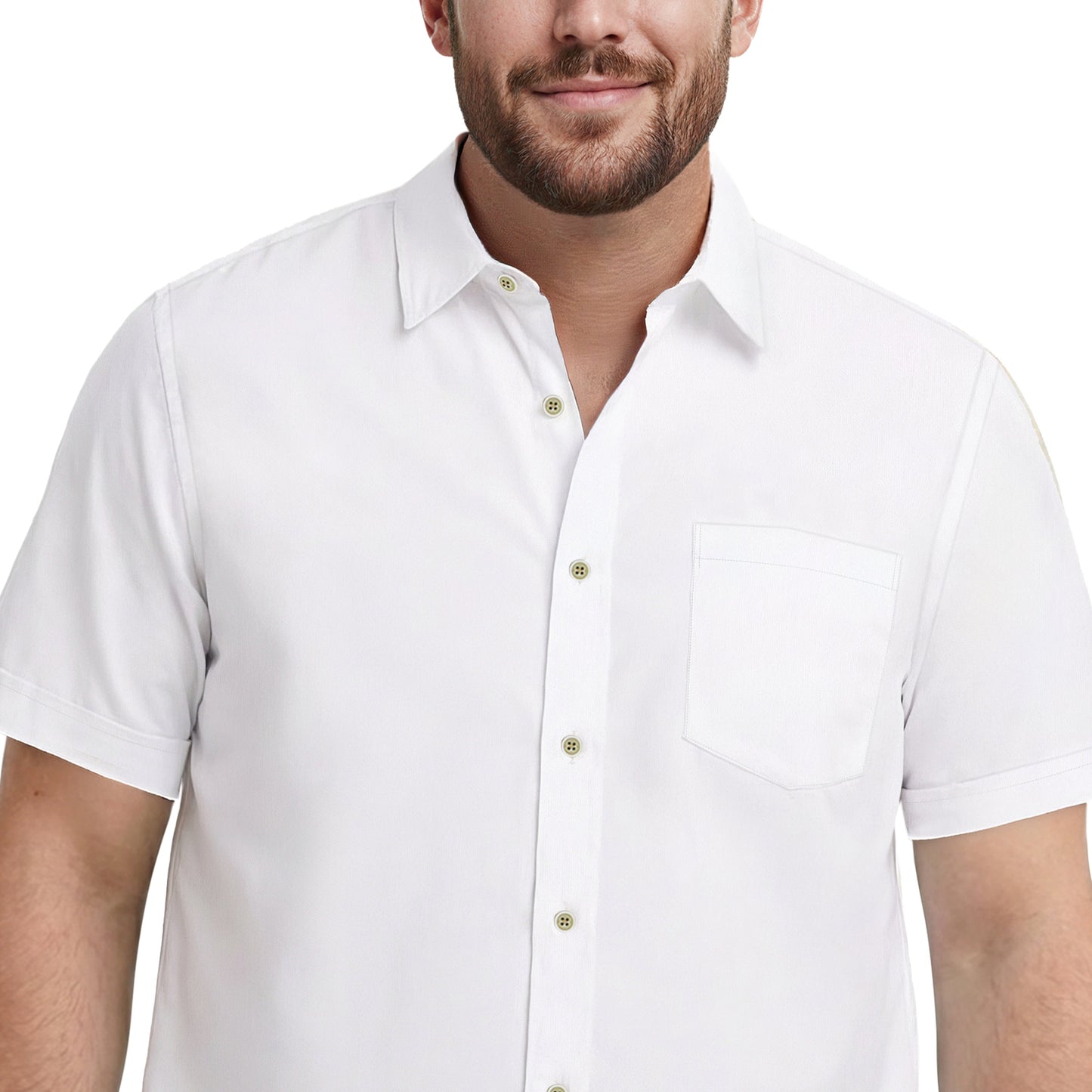 Izod BIG & TALL LUXURY S/S BUTTON-DOWN SHIRT - BRIGHT WHITE