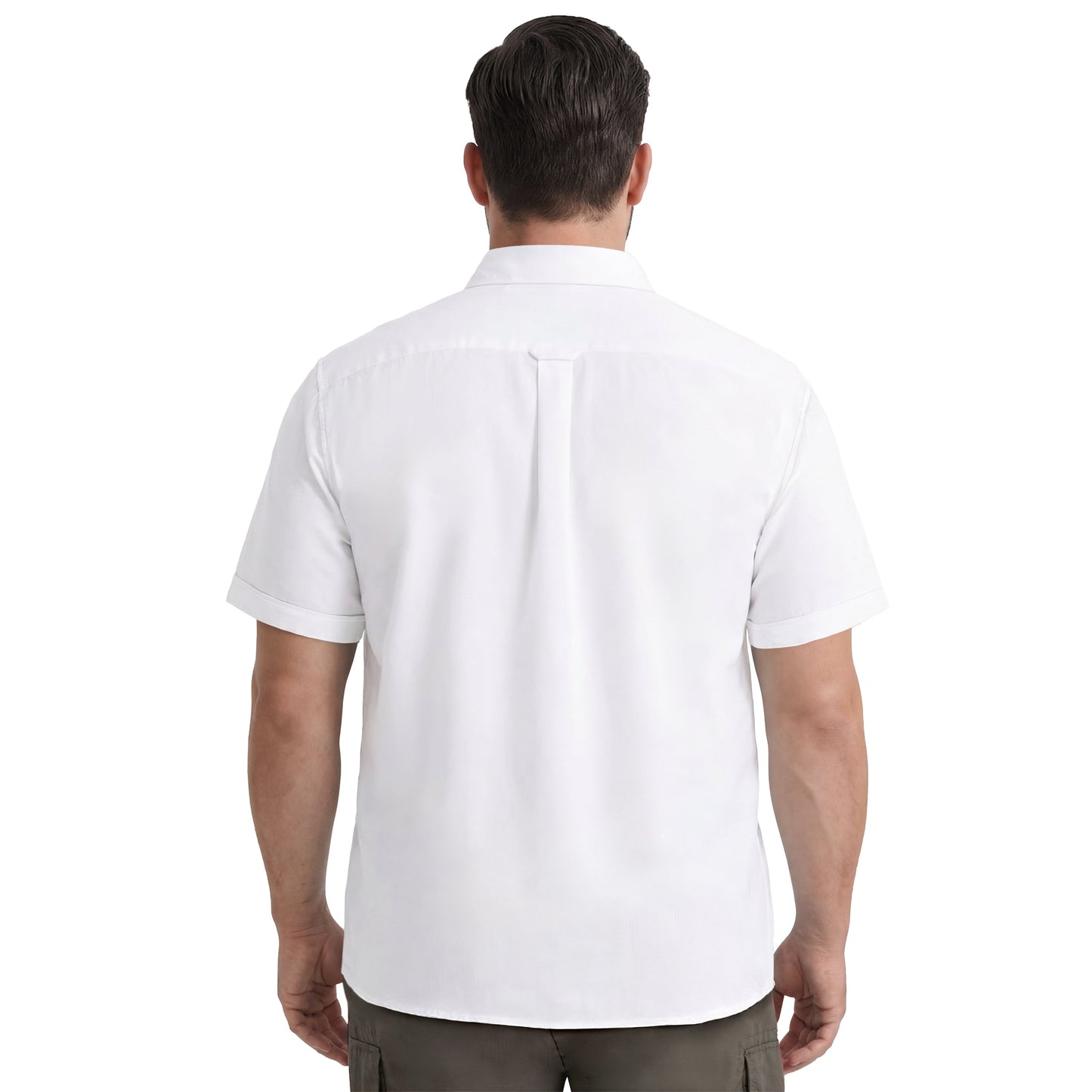 Izod BIG & TALL LUXURY S/S BUTTON-DOWN SHIRT - BRIGHT WHITE