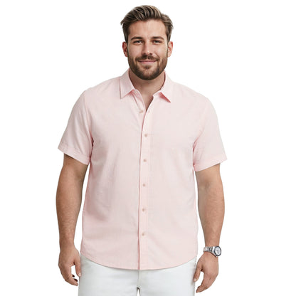 Izod BIG & TALL LUXURY S/S BUTTON-DOWN SHIRT - CROCKERY