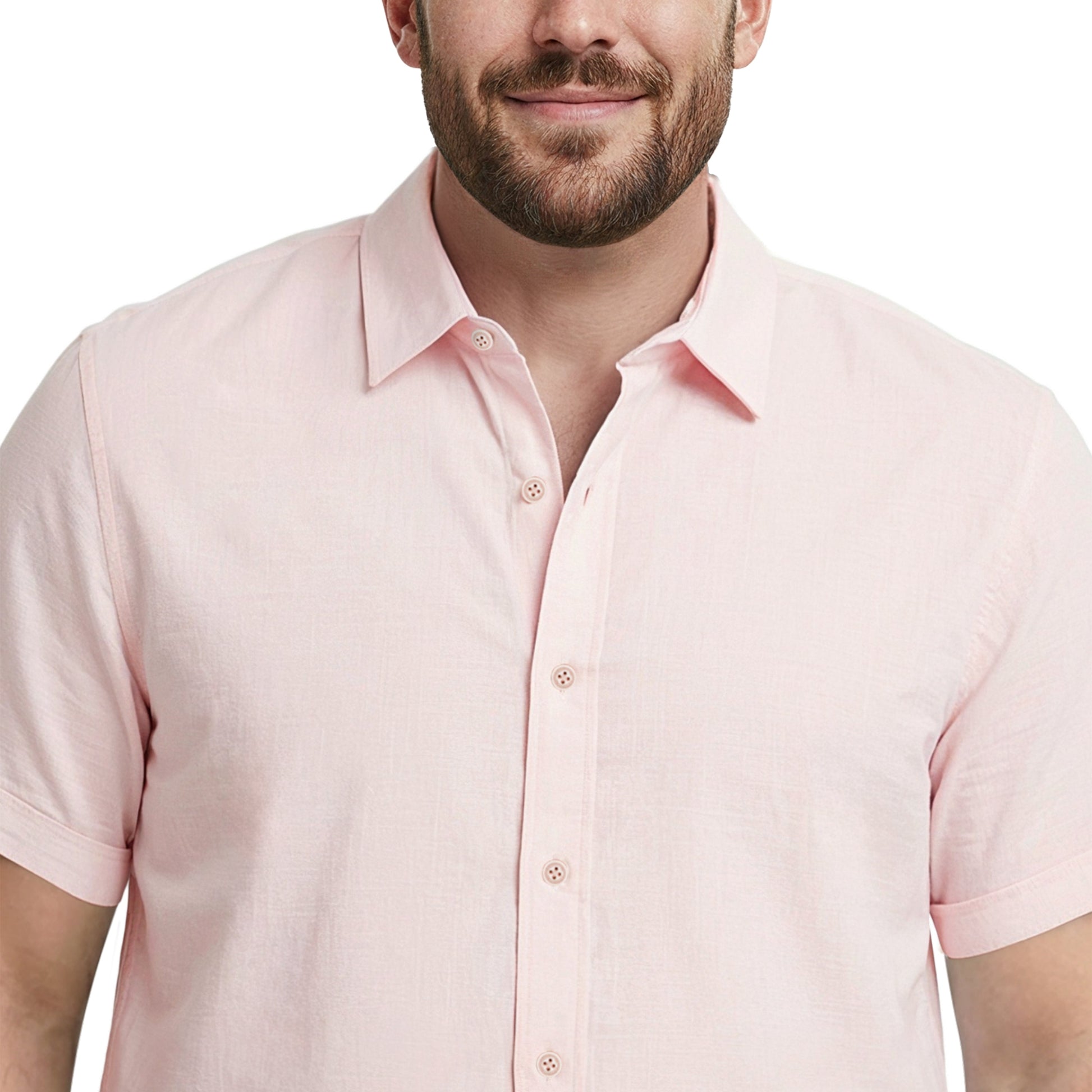 Izod BIG & TALL LUXURY S/S BUTTON-DOWN SHIRT - CROCKERY