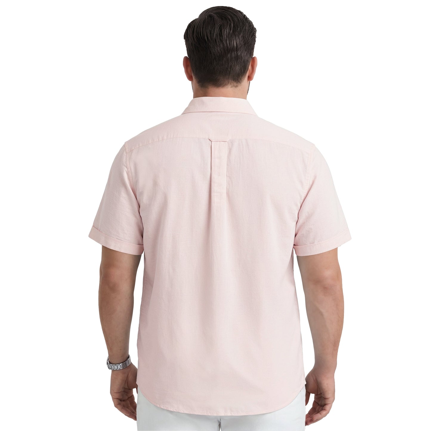 Izod BIG & TALL LUXURY S/S BUTTON-DOWN SHIRT - CROCKERY