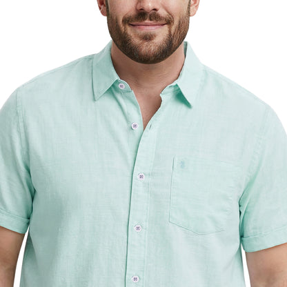 Izod BIG & TALL LUXURY S/S BUTTON-DOWN SHIRT - WASABI