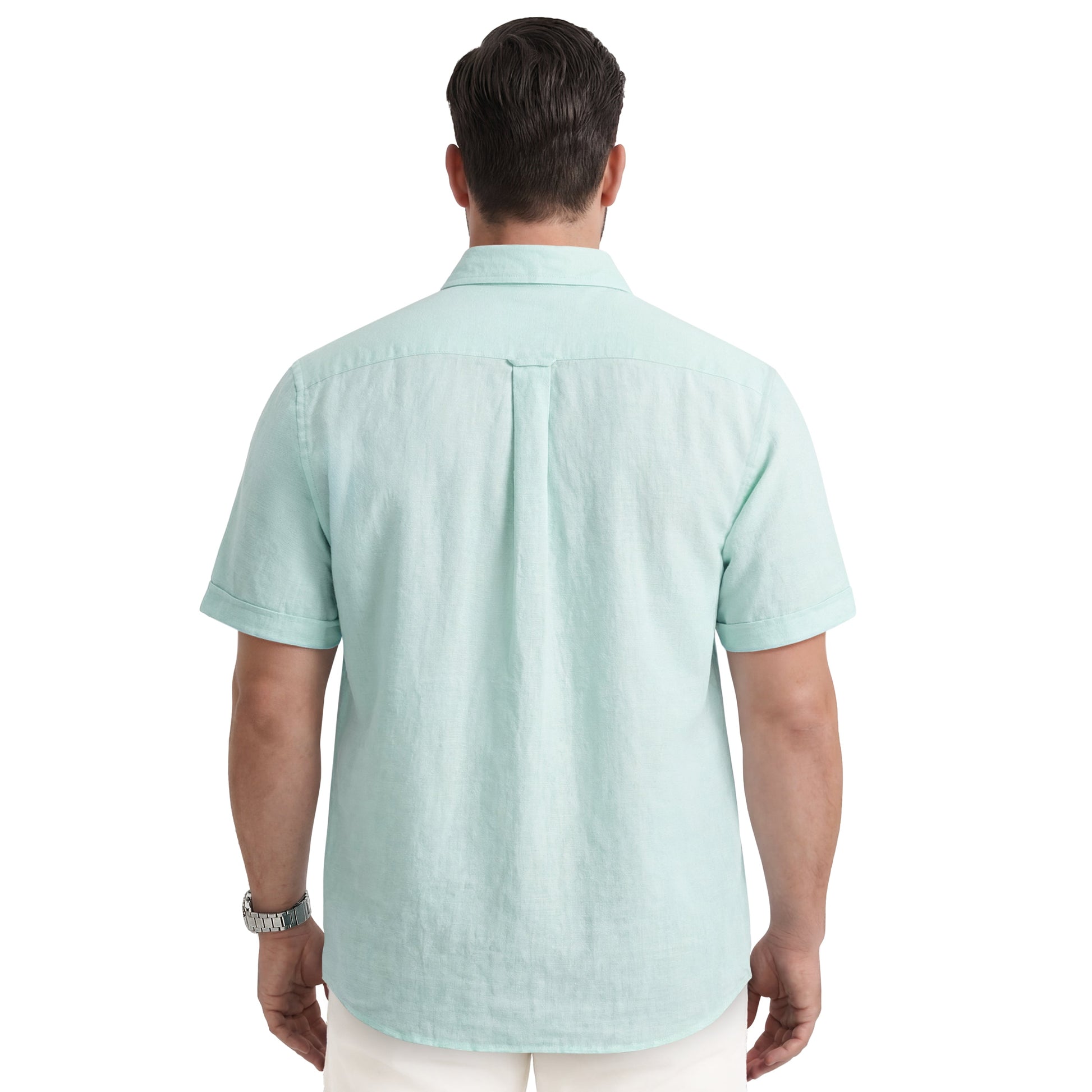 Izod BIG & TALL LUXURY S/S BUTTON-DOWN SHIRT - WASABI