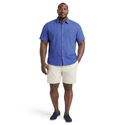Izod BIG & TALL LUXURY S/S BUTTON-DOWN SHIRT - MEDIEVAL BLUE