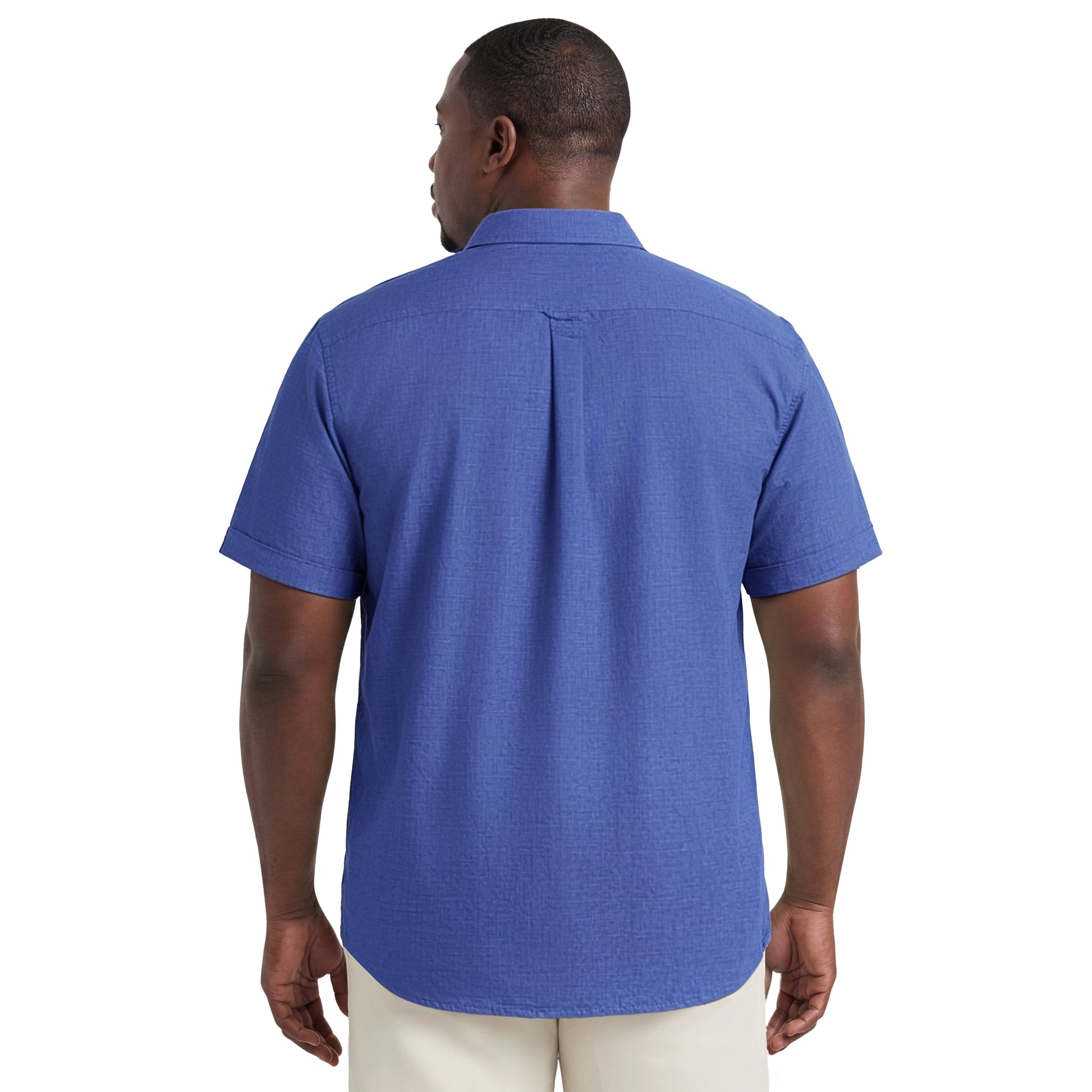 Izod BIG & TALL LUXURY S/S BUTTON-DOWN SHIRT - MEDIEVAL BLUE