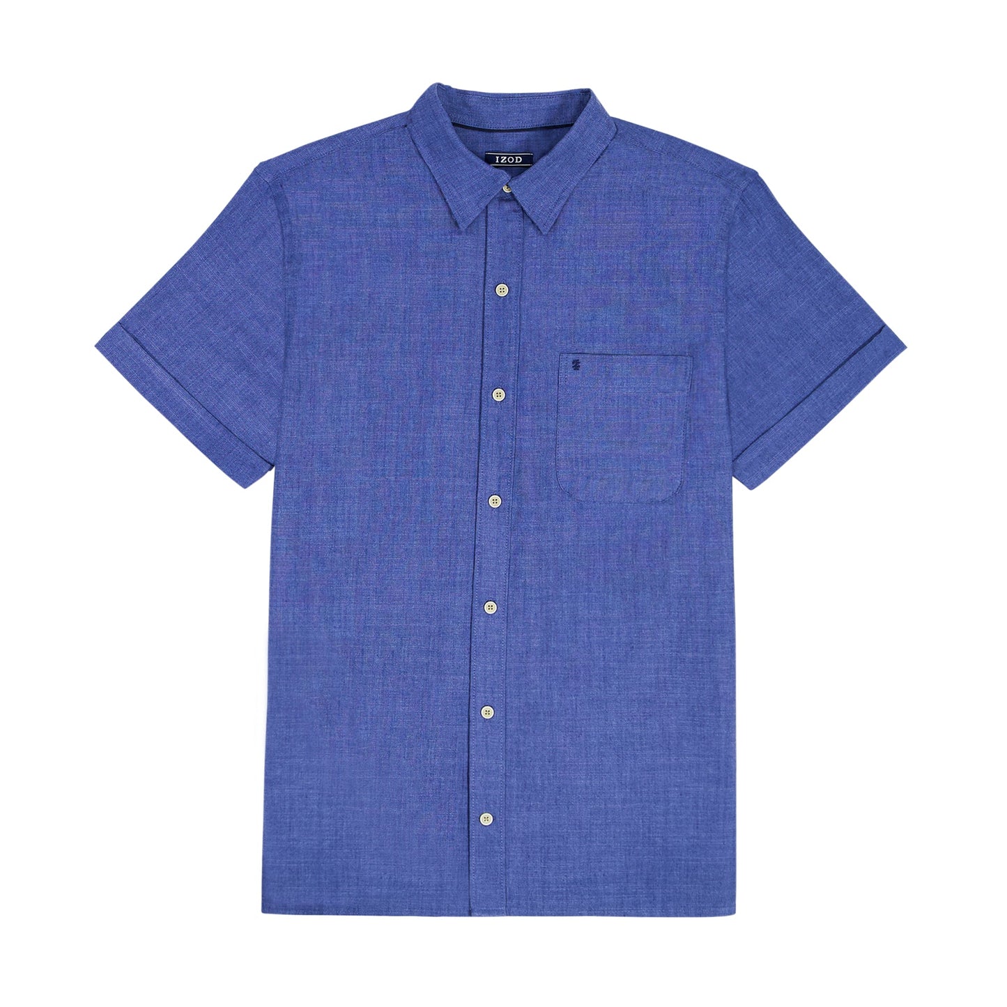 Izod BIG & TALL LUXURY S/S BUTTON-DOWN SHIRT - MEDIEVAL BLUE