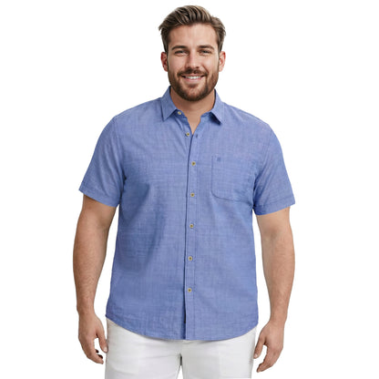 Izod BIG & TALL LUXURY S/S BUTTON-DOWN SHIRT - REGATTA