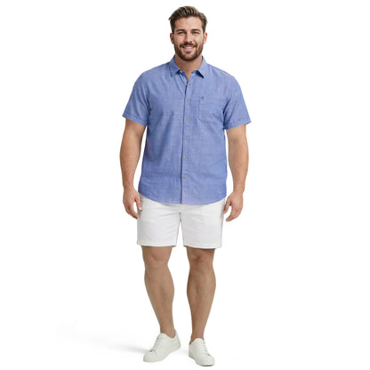 Izod BIG & TALL LUXURY S/S BUTTON-DOWN SHIRT - REGATTA