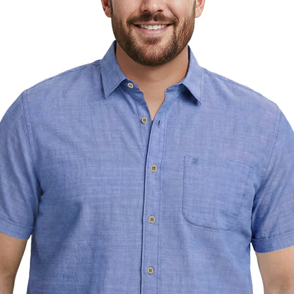 Izod BIG & TALL LUXURY S/S BUTTON-DOWN SHIRT - REGATTA