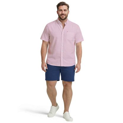 Izod BIG & TALL BREEZE S/S PRINTED BUTTON-DOWN SHIRT - PINK LEMONADE