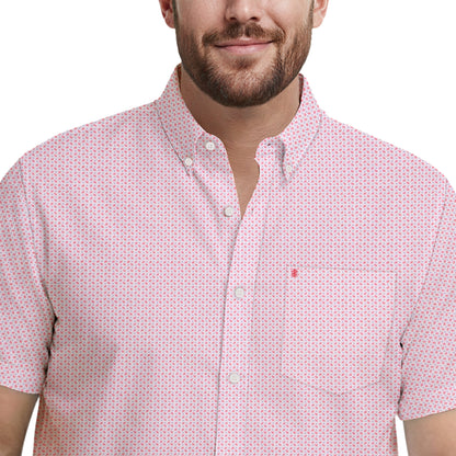 Izod BIG & TALL BREEZE S/S PRINTED BUTTON-DOWN SHIRT - PINK LEMONADE