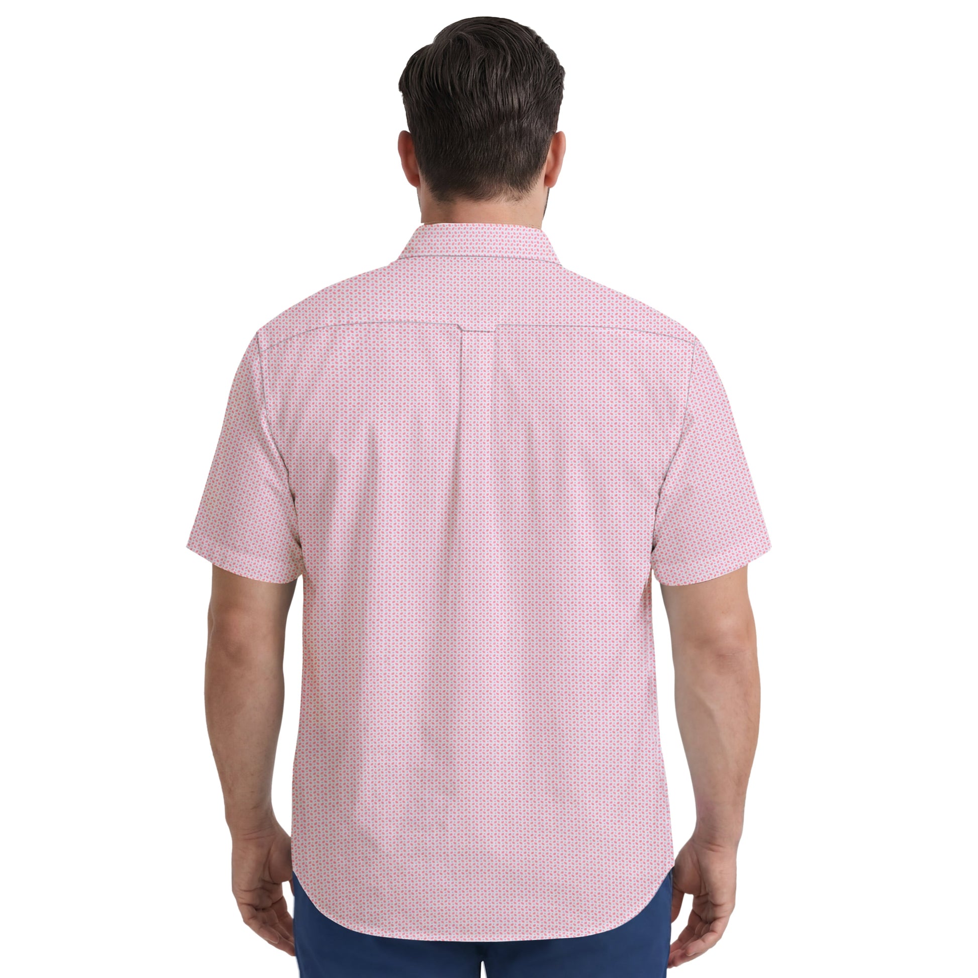 Izod BIG & TALL BREEZE S/S PRINTED BUTTON-DOWN SHIRT - PINK LEMONADE