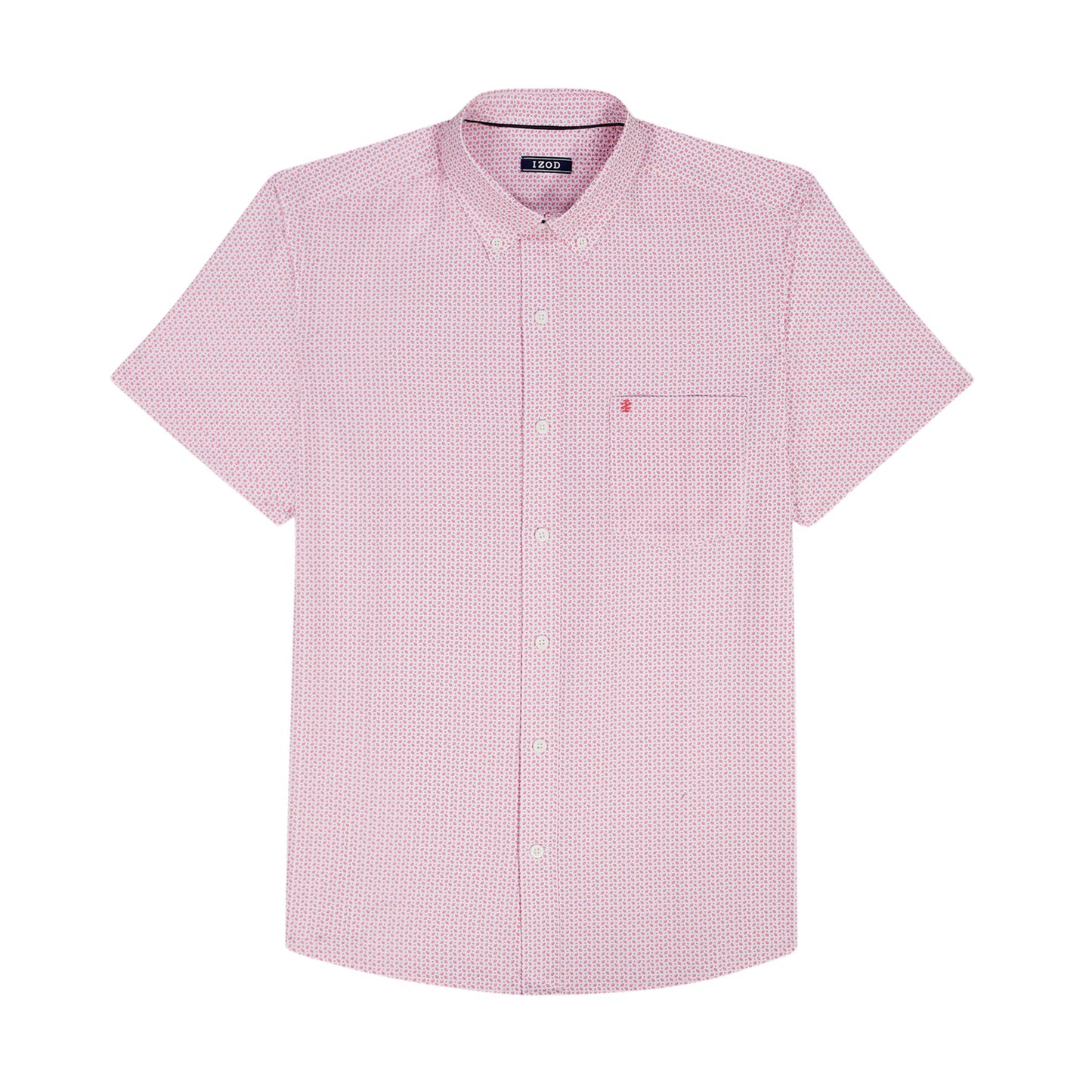 Izod BIG & TALL BREEZE S/S PRINTED BUTTON-DOWN SHIRT - PINK LEMONADE