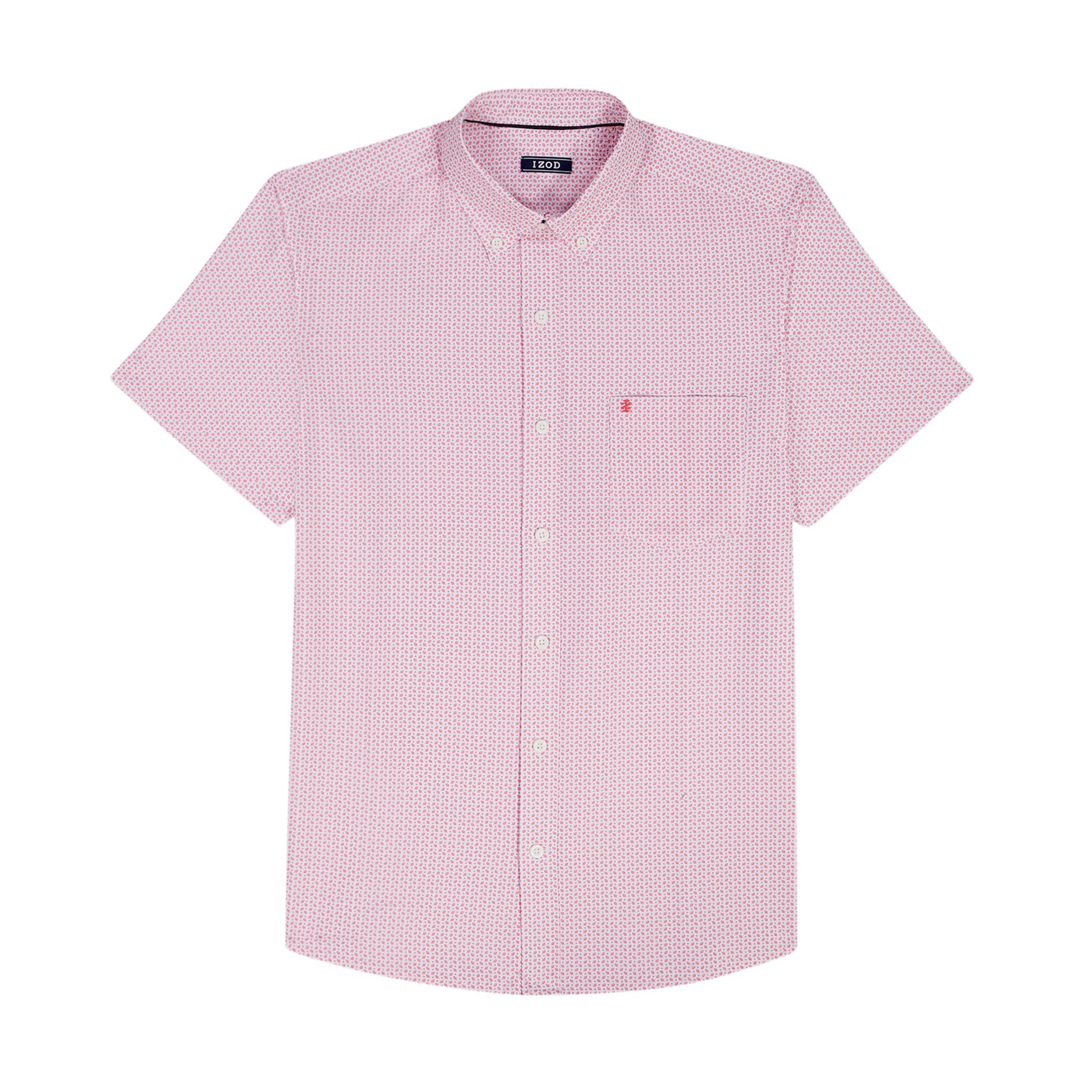 Izod BIG & TALL BREEZE S/S PRINTED BUTTON-DOWN SHIRT - PINK LEMONADE