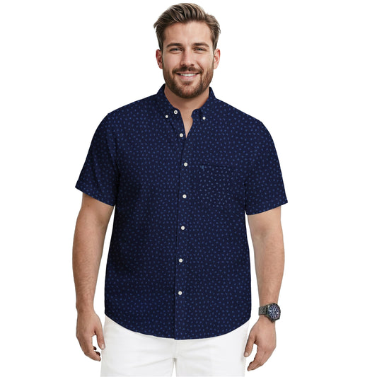 Izod BIG & TALL BREEZE S/S PRINTED BUTTON-DOWN SHIRT - LICHEN BLUE