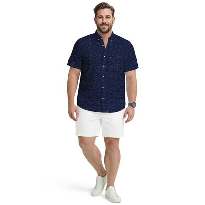 Izod BIG & TALL BREEZE S/S PRINTED BUTTON-DOWN SHIRT - LICHEN BLUE
