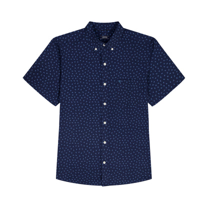 Izod BIG & TALL BREEZE S/S PRINTED BUTTON-DOWN SHIRT - LICHEN BLUE