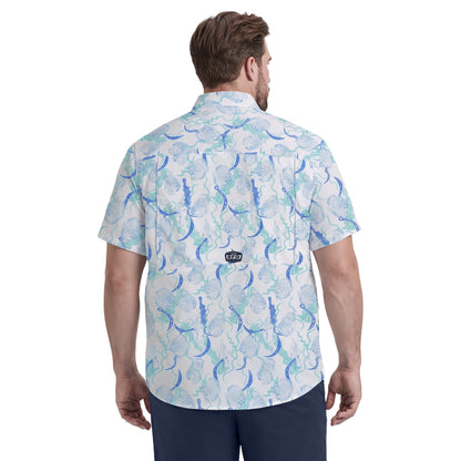 Izod BIG & TALL SUNSHIELD PERFORMANCE S/S PRINTED BUTTON-DOWN SHIRT - BRIGH