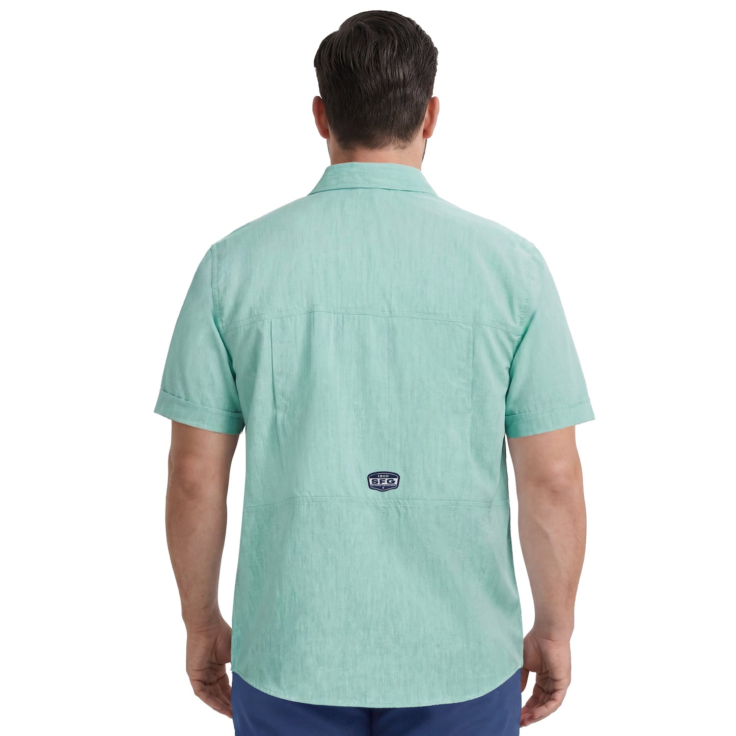 Izod BIG & TALL SUNSHIELD PERFORMANCE S/S BUTTON-DOWN SHIRT - AGATE GREEN