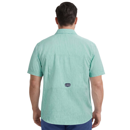 Izod BIG & TALL SUNSHIELD PERFORMANCE S/S BUTTON-DOWN SHIRT - AGATE GREEN