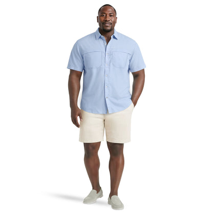 Izod BIG & TALL SUNSHIELD PERFORMANCE S/S BUTTON-DOWN SHIRT - CHAMBRAY BLUE