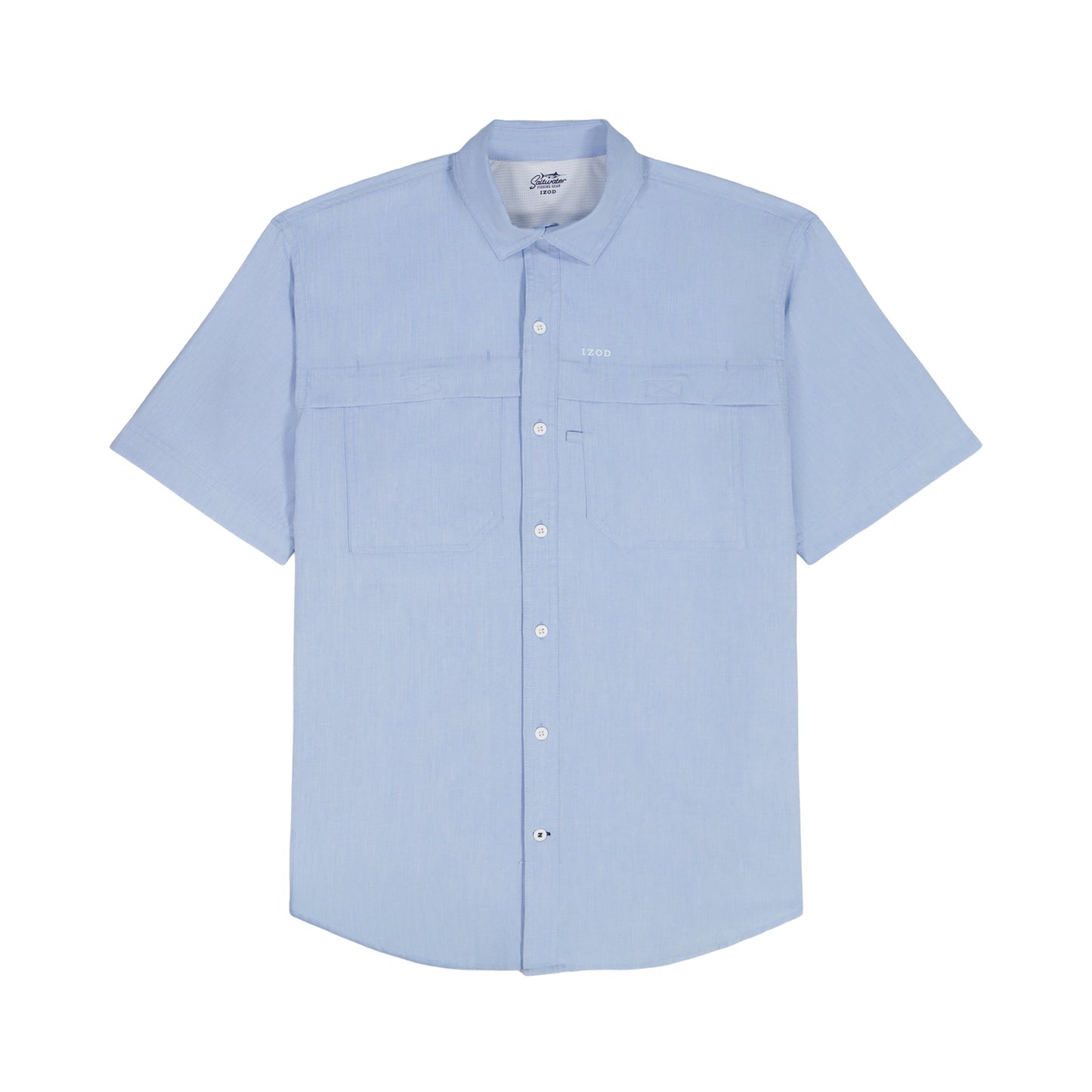 Izod BIG & TALL SUNSHIELD PERFORMANCE S/S BUTTON-DOWN SHIRT - CHAMBRAY BLUE