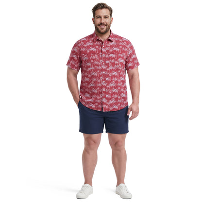 Izod BIG & TALL SUNSHIELD PERFORMANCE S/S PRINTED BUTTON-DOWN SHIRT - HOLLY