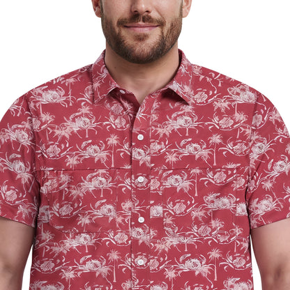 Izod BIG & TALL SUNSHIELD PERFORMANCE S/S PRINTED BUTTON-DOWN SHIRT - HOLLY