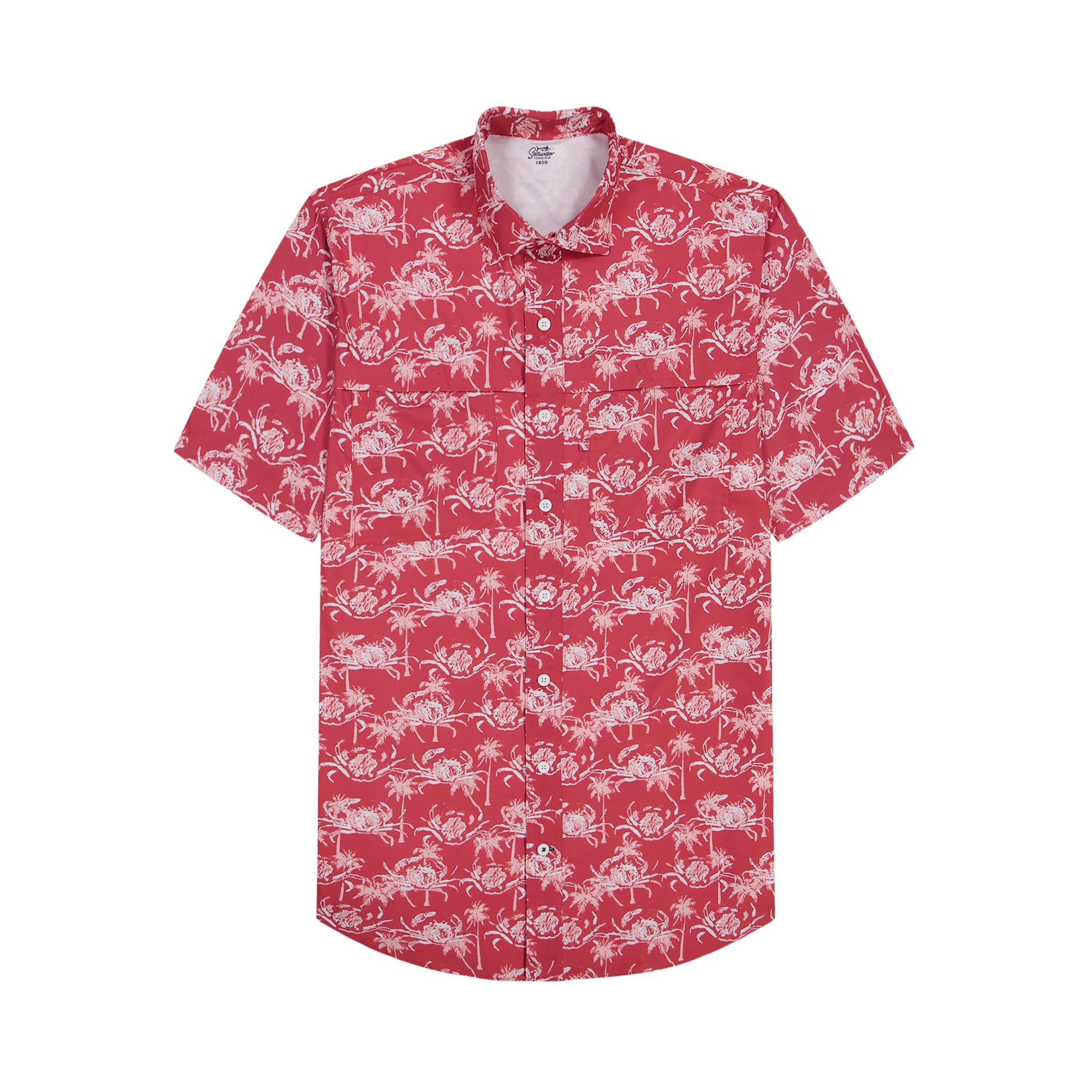 Izod BIG & TALL SUNSHIELD PERFORMANCE S/S PRINTED BUTTON-DOWN SHIRT - HOLLY