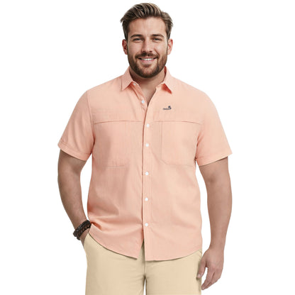 Izod BIG & TALL SUNSHIELD PERFORMANCE S/S BUTTON-DOWN SHIRT - CANTALOUPE