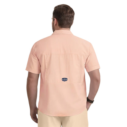 Izod BIG & TALL SUNSHIELD PERFORMANCE S/S BUTTON-DOWN SHIRT - CANTALOUPE