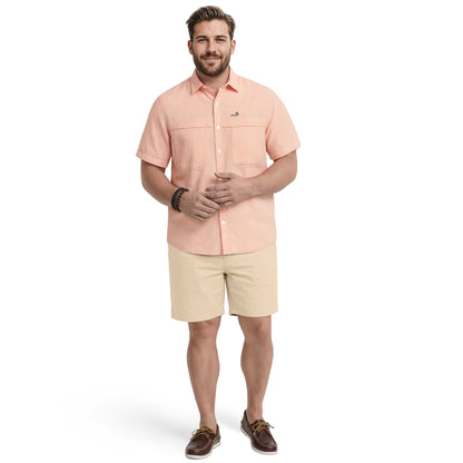 Izod BIG & TALL SUNSHIELD PERFORMANCE S/S BUTTON-DOWN SHIRT - CANTALOUPE
