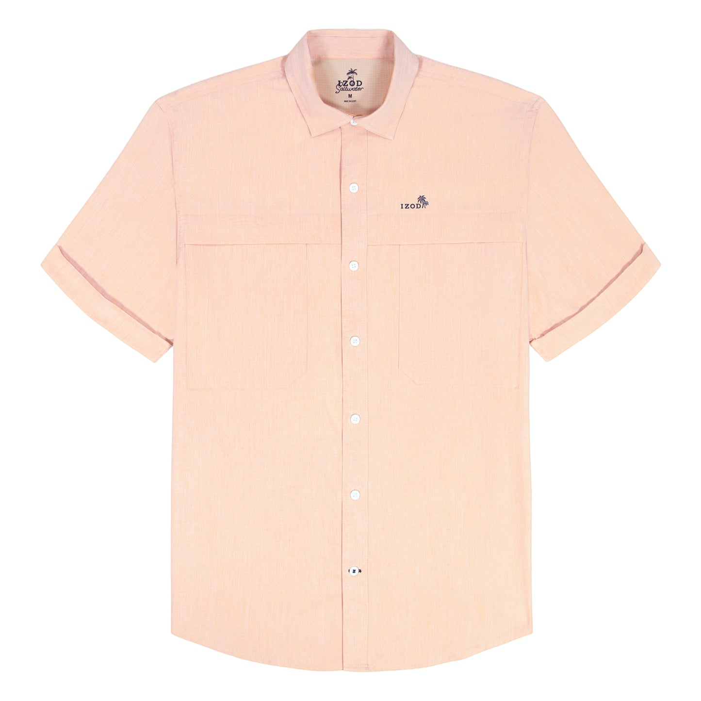 Izod BIG & TALL SUNSHIELD PERFORMANCE S/S BUTTON-DOWN SHIRT - CANTALOUPE