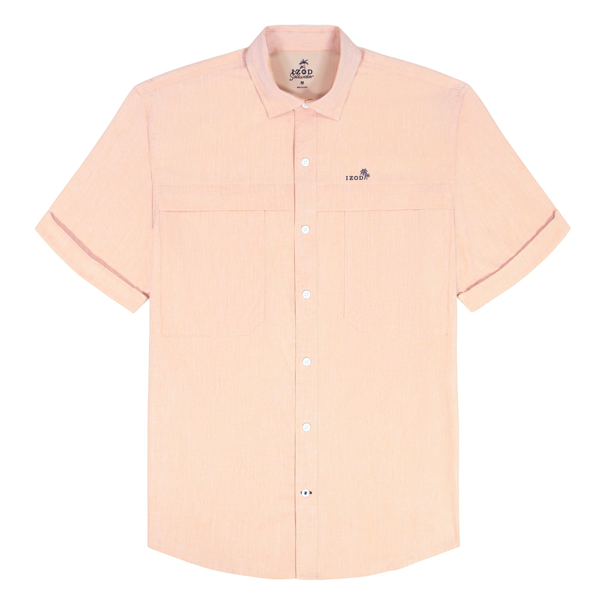 Izod BIG & TALL SUNSHIELD PERFORMANCE S/S BUTTON-DOWN SHIRT - CANTALOUPE