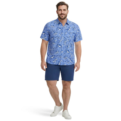 Izod BIG & TALL SUNSHIELD PERFORMANCE S/S PRINTED BUTTON-DOWN SHIRT - CORNF