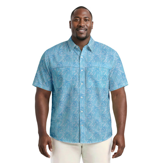 Izod BIG & TALL SUNSHIELD PERFORMANCE S/S PRINTED BUTTON-DOWN SHIRT - MILKY